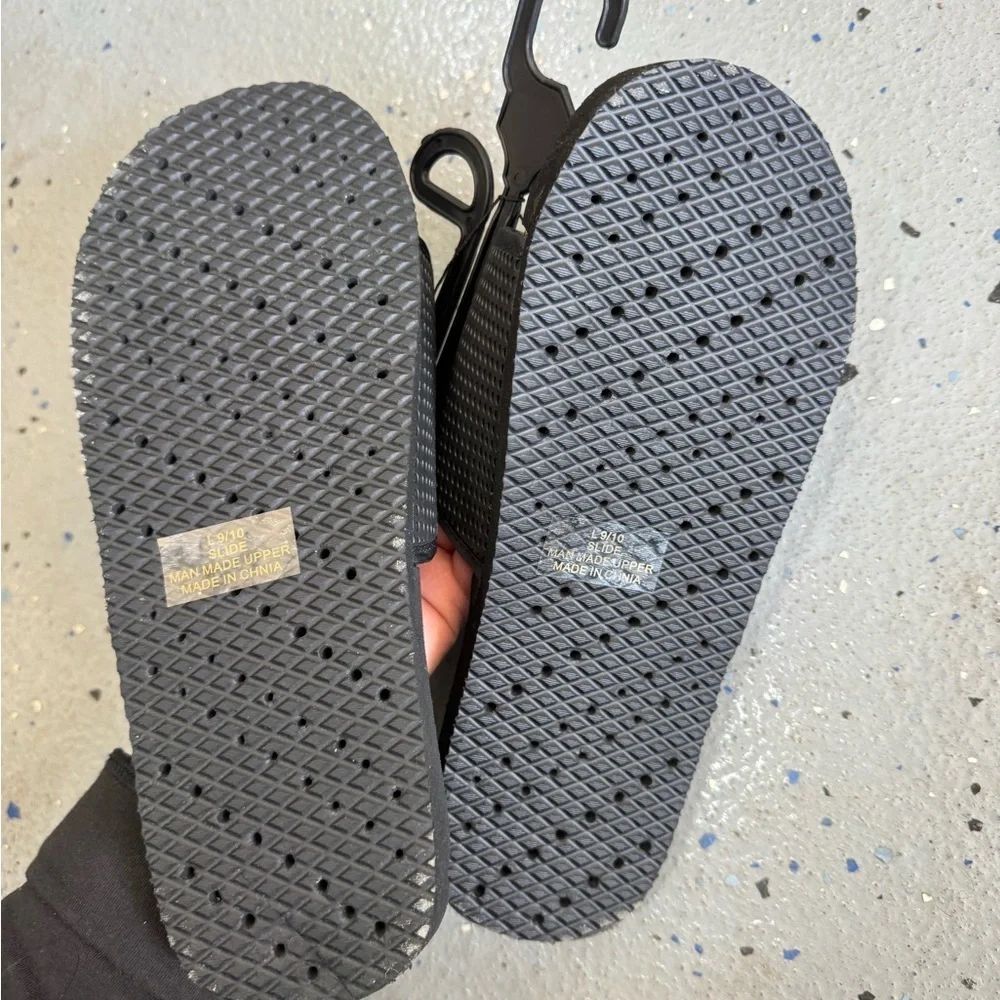 Aqua Black and White Men’s Slide Sandals